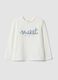 White pure organic cotton T-shirt with front print_0