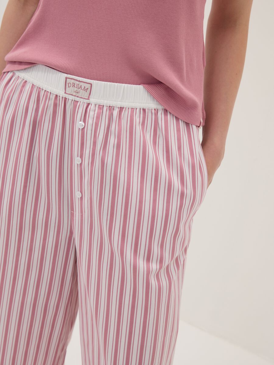 Pink striped stretch cotton-blend poplin pyjama trousers_3