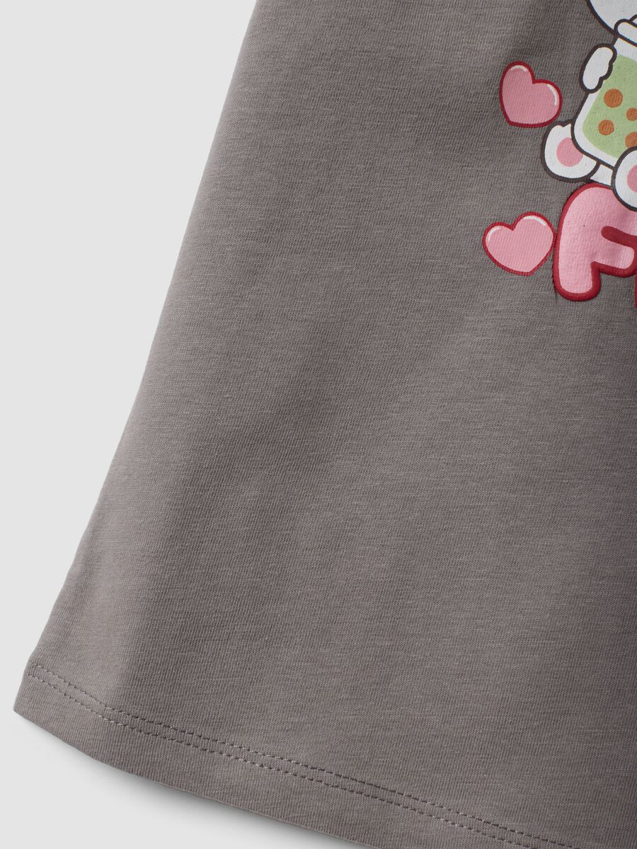 Girls&rsquo; grey stretch cotton T-shirt with capybara print_3