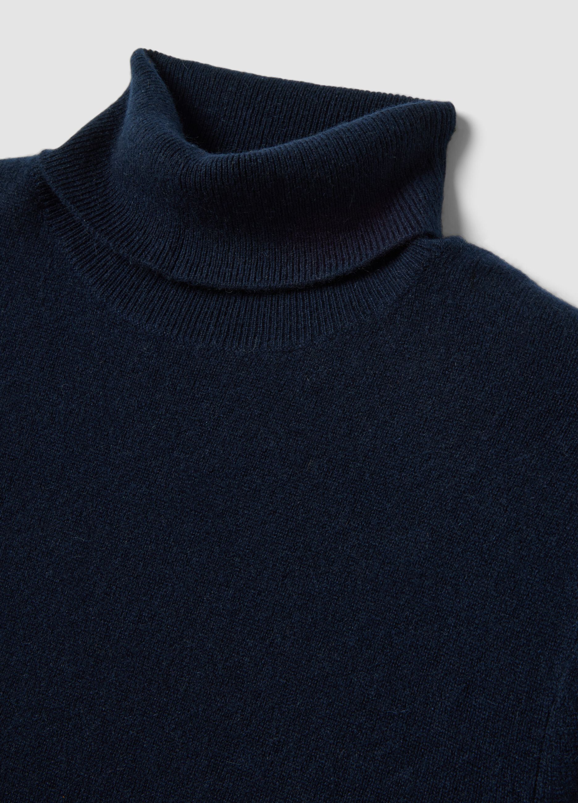 Blue pure cashmere roll-neck jumper, regular fit