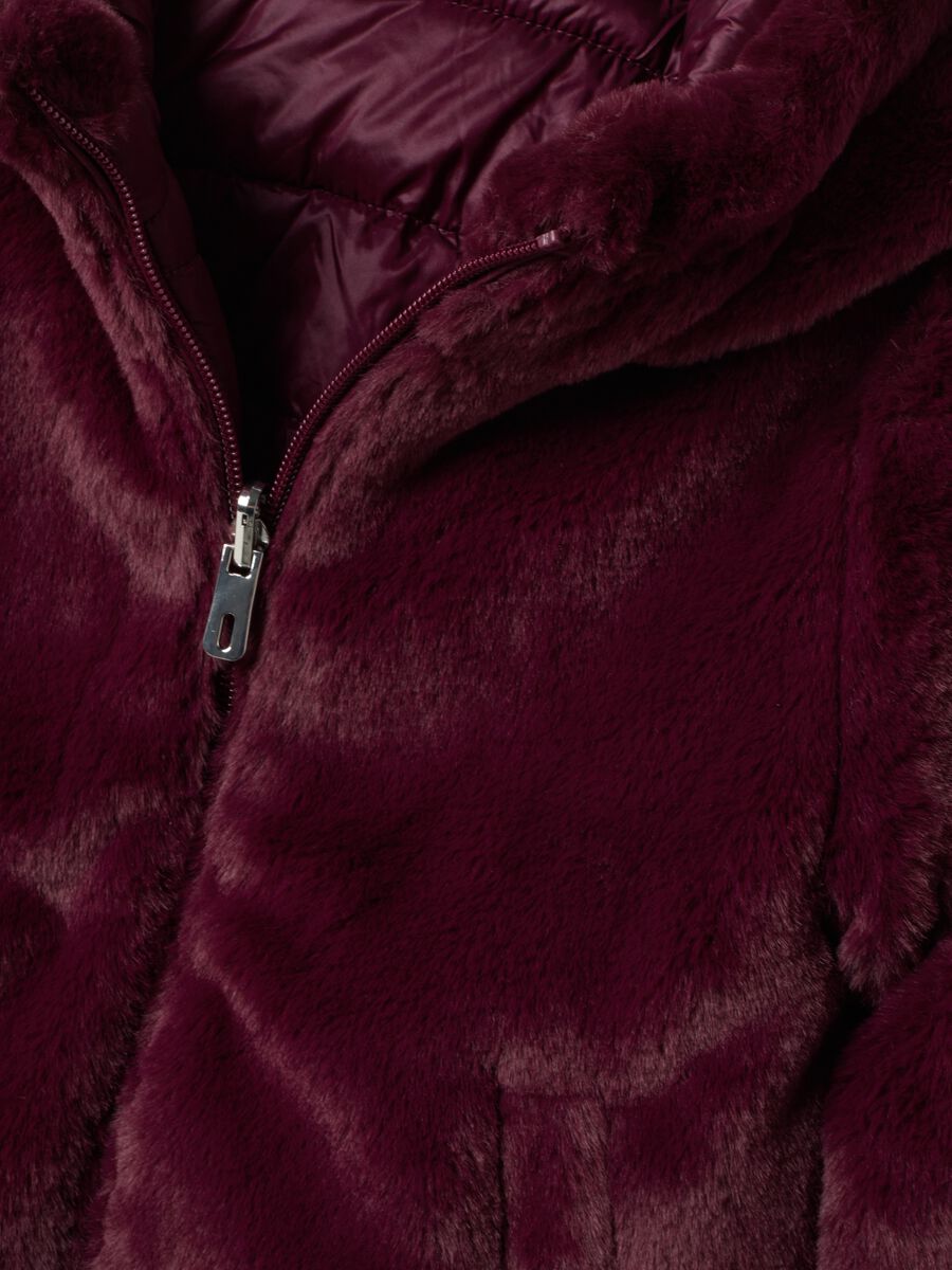 Plum purple padded jacket with hood and zip_2