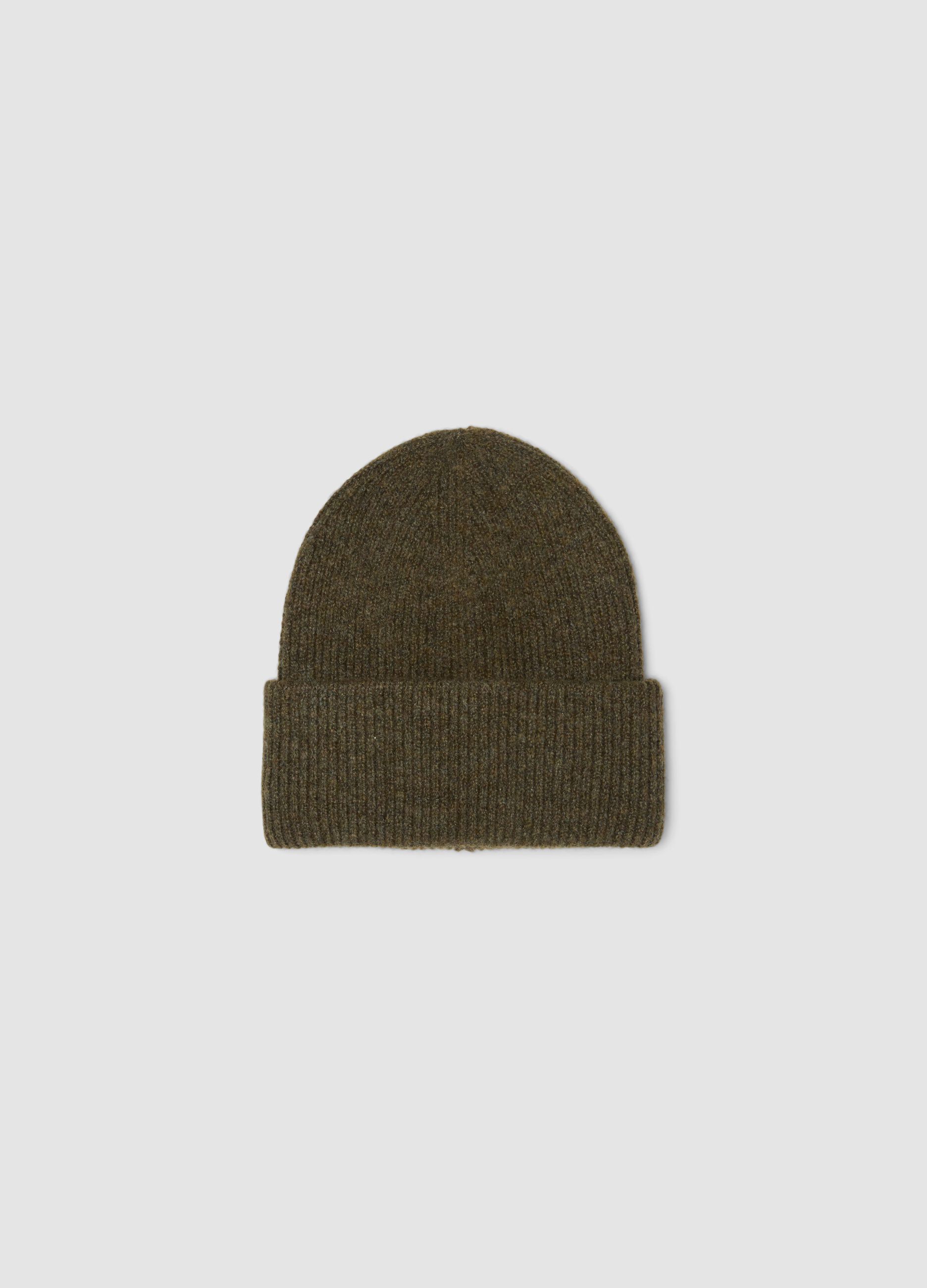 Khaki Brown Stretch-Fabric Beanie