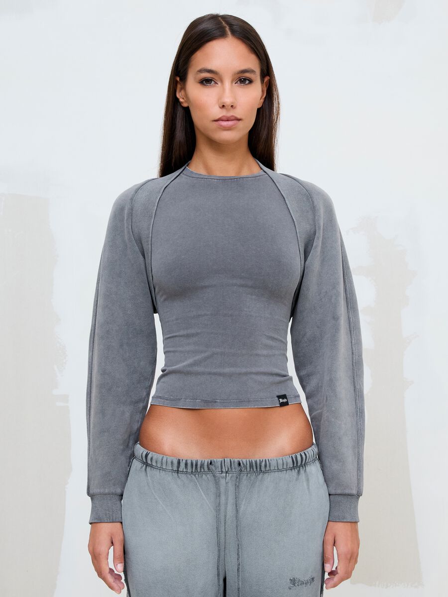 Grey Cropped Shrug Sweatshirt_2