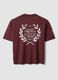 Red pure cotton cropped T-shirt with boxy-fit print_6