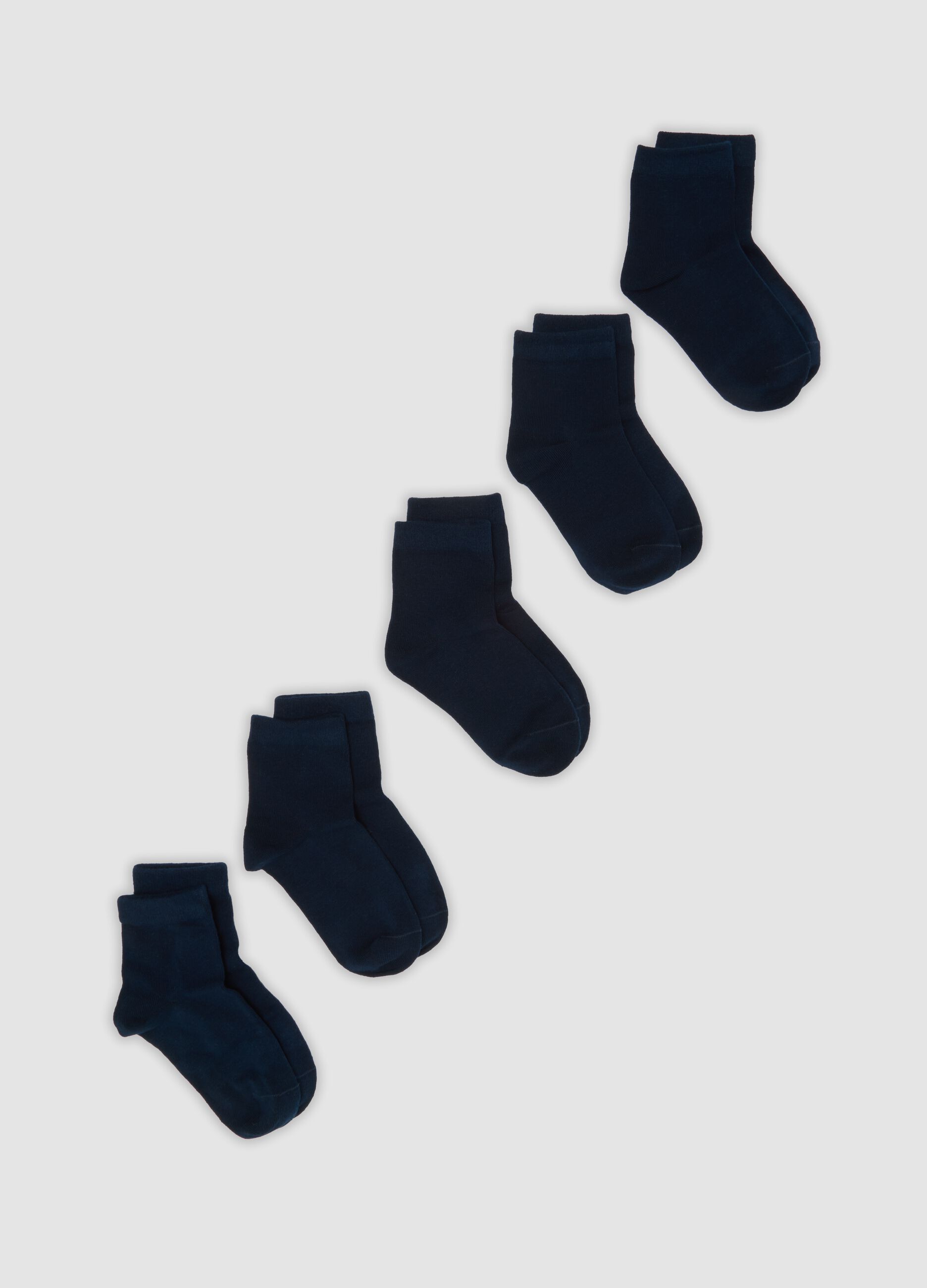 Pack of five blue short socks in organic stretch cotton