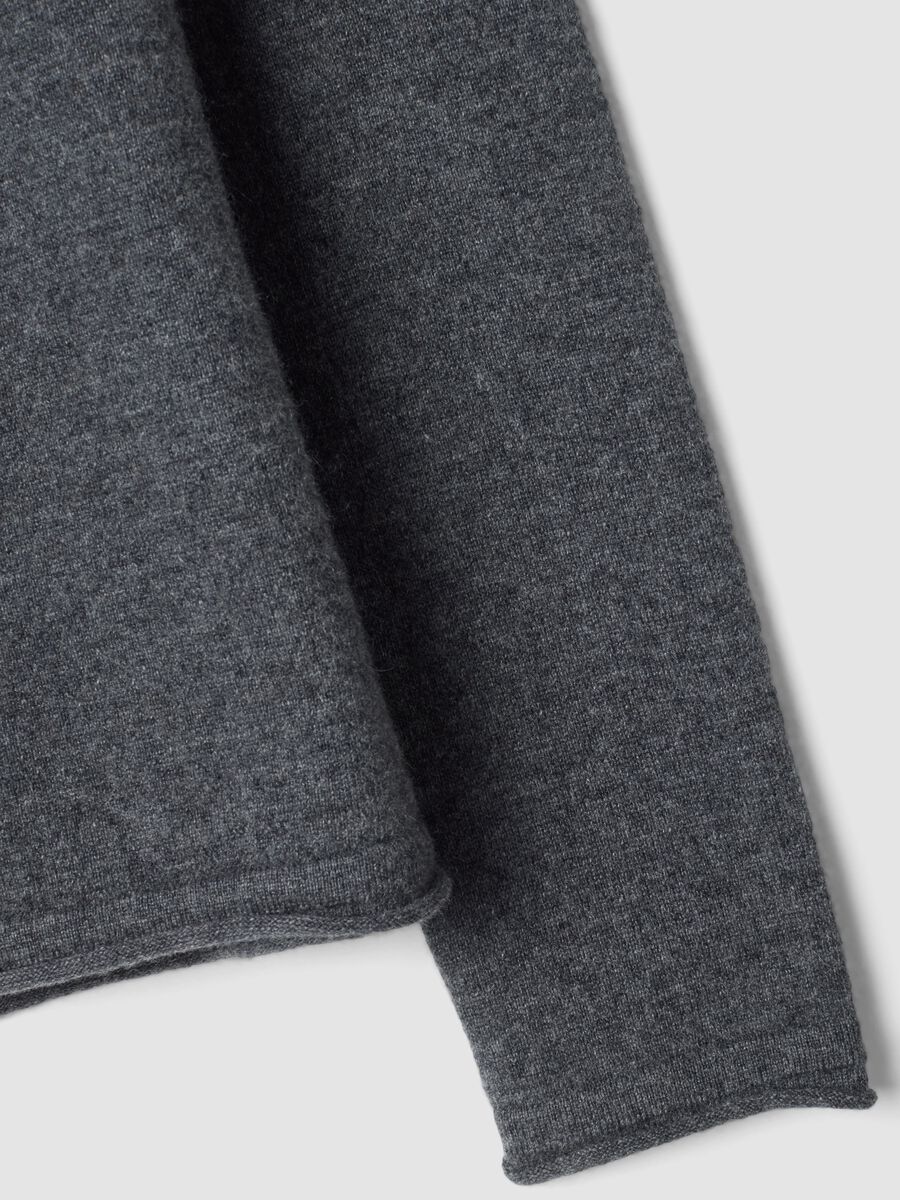 Grey marl pure cashmere polo-collar jumper, regular fit_2