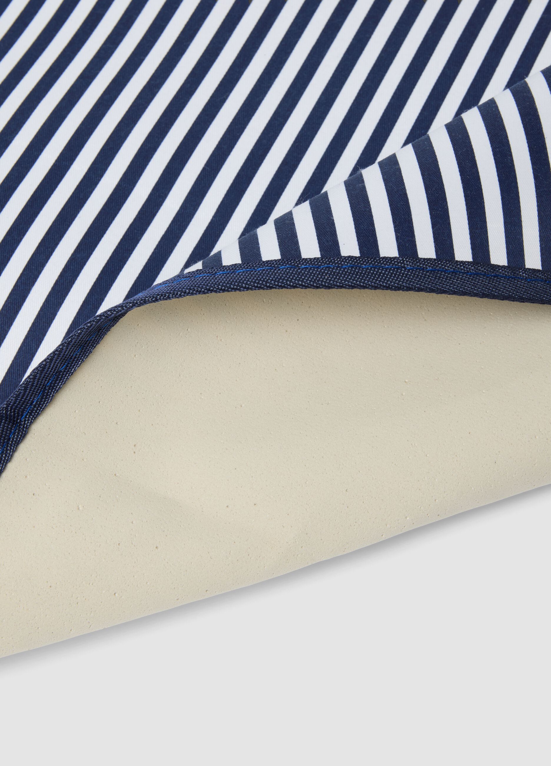 Blue striped throw with handle