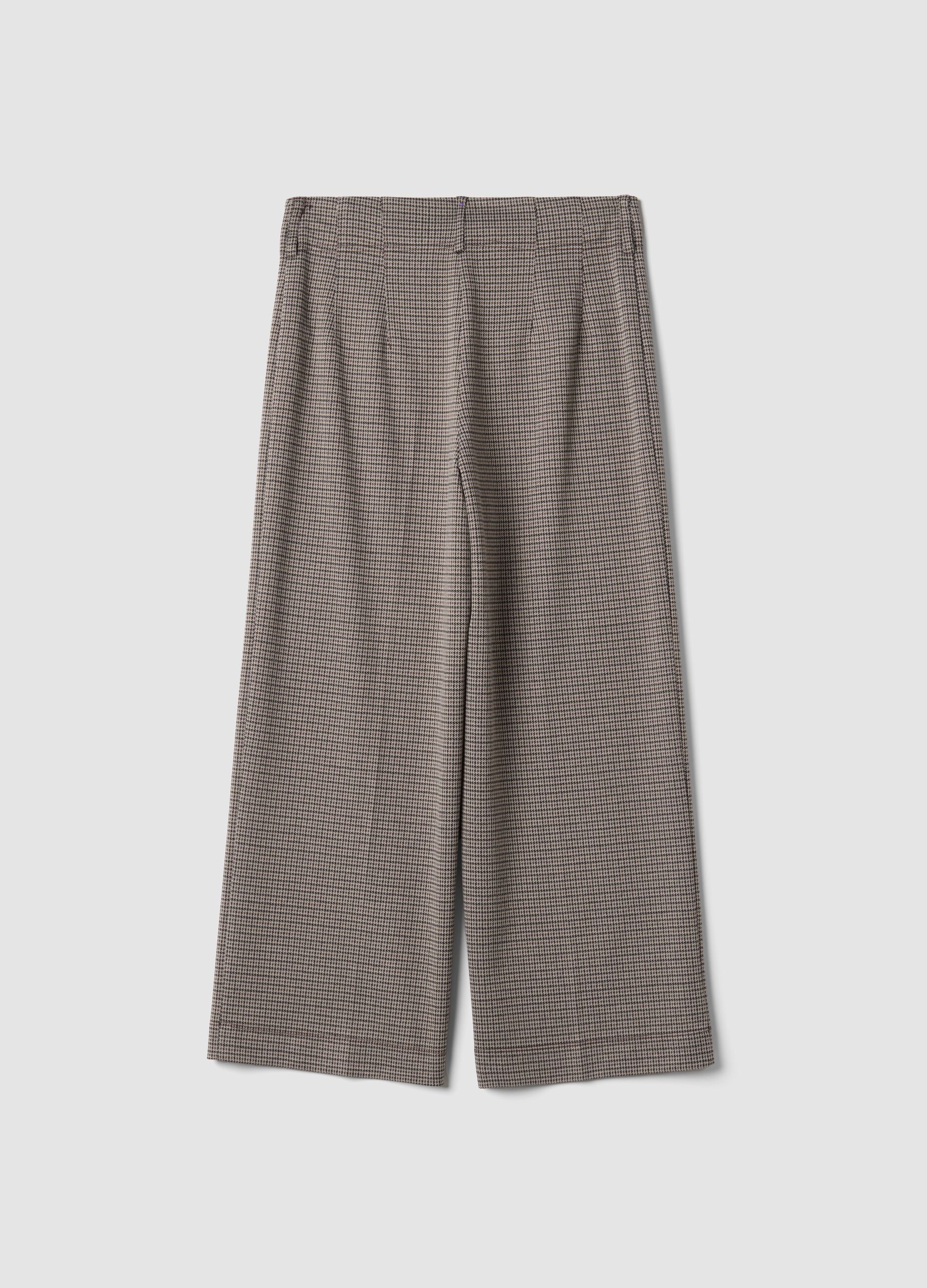 Pantaloni culotte beige in viscosa elasticizzata
