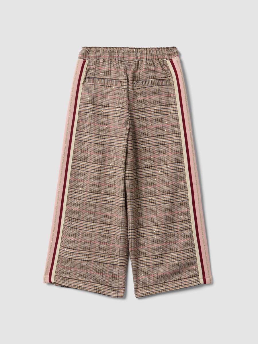 Girls&rsquo; multicolour stretch viscose checked culotte trousers_1