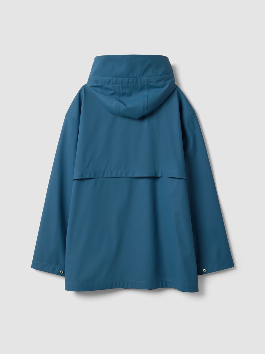Blue hooded rain jacket with zip, regular fit_5
