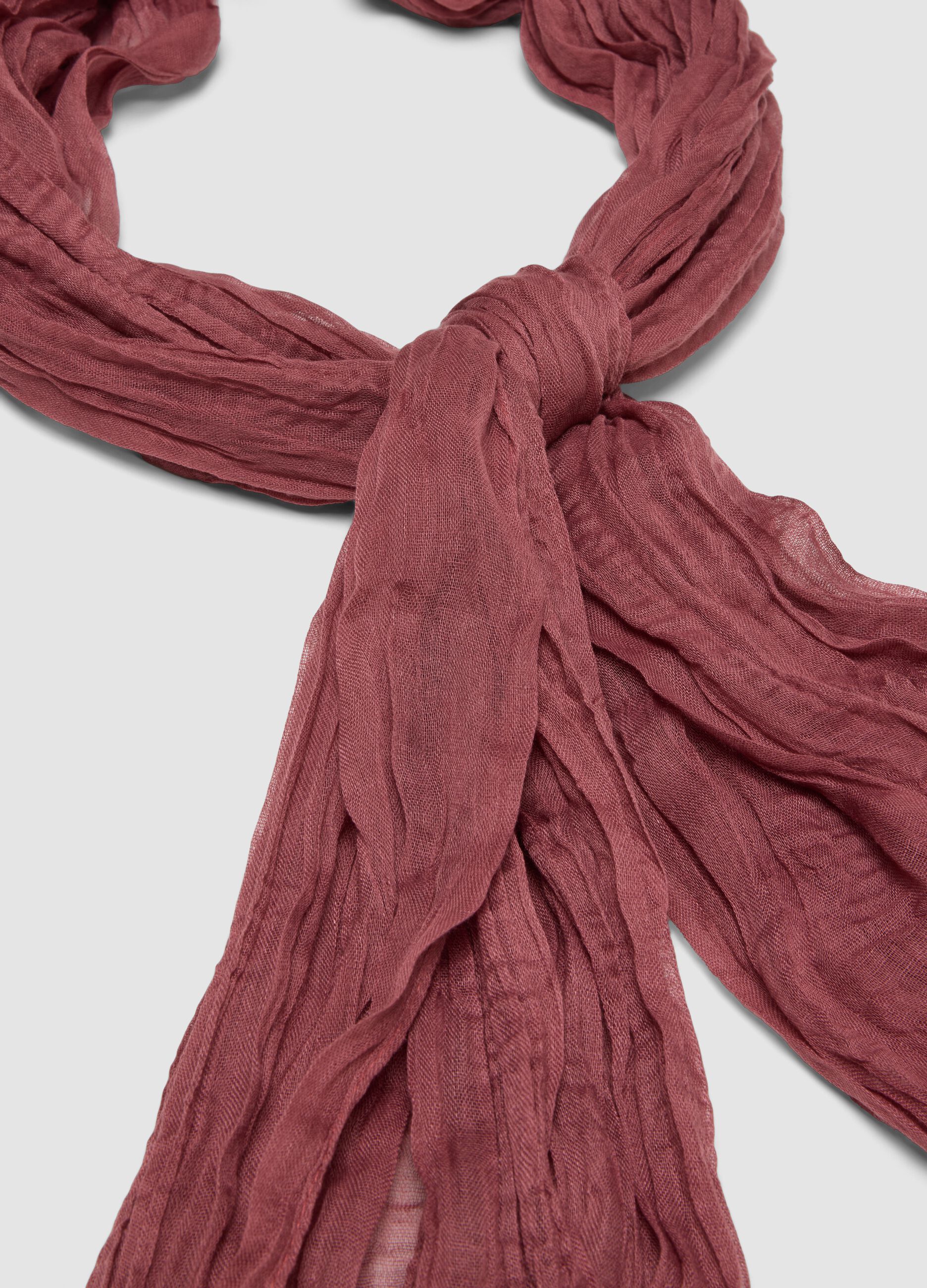 Semi-sheer crinkle-effect pink scarf