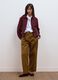 Pantaloni formali marroni in cotone elasticizzato barrel fit_0