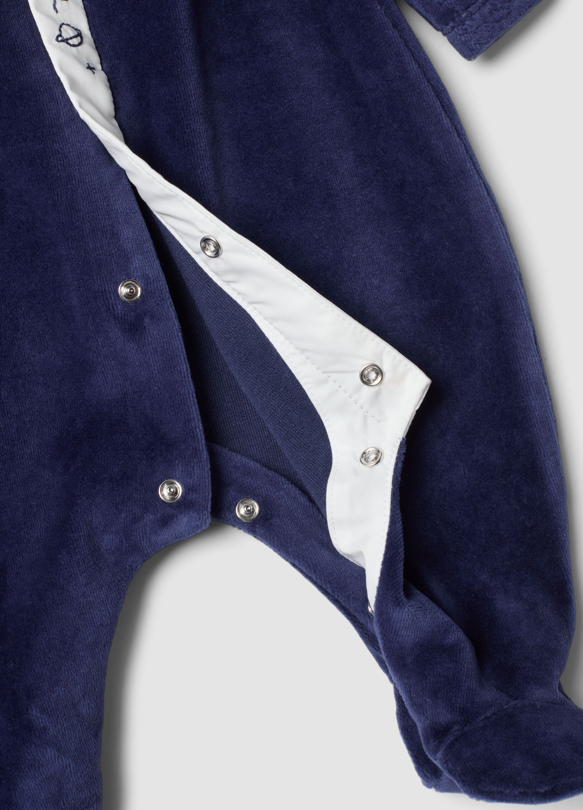 Tutina blu notte in misto cotone organico con colletto