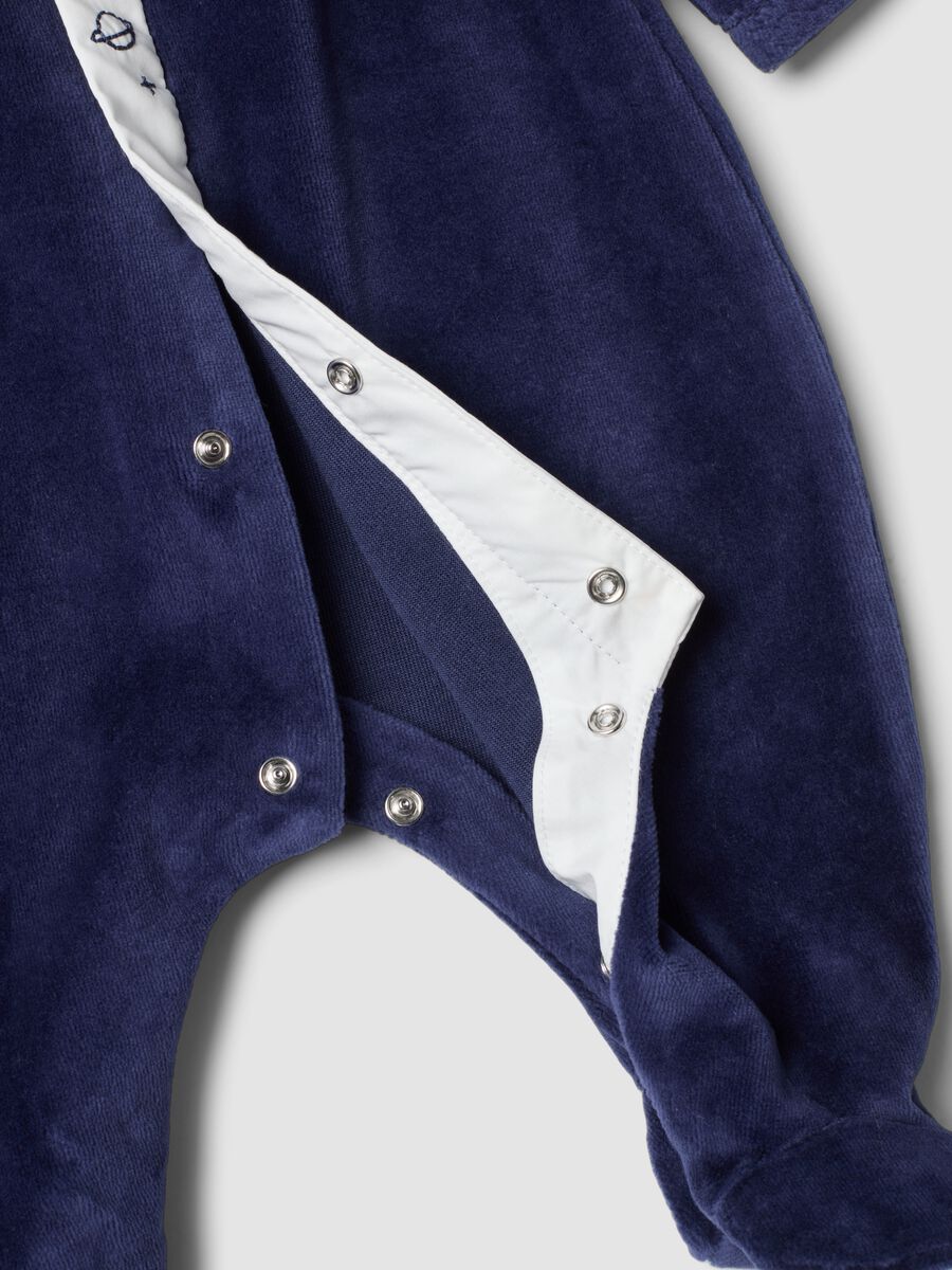 Navy organic cotton-blend babygrow with collar_3