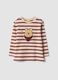 Beige striped organic cotton T-shirt with Winnie the Pooh print_0