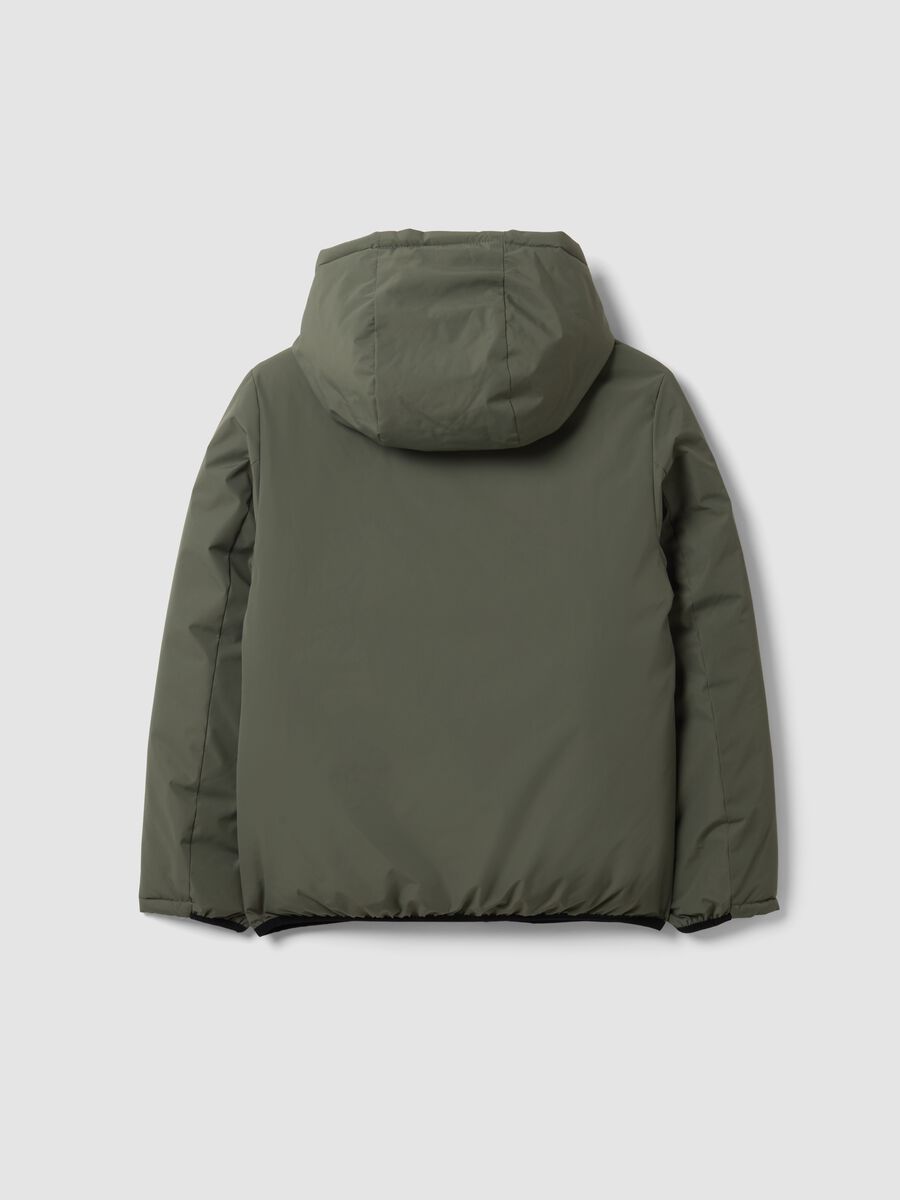 Reversible Ultralight padded hooded jacket in grey and green_6