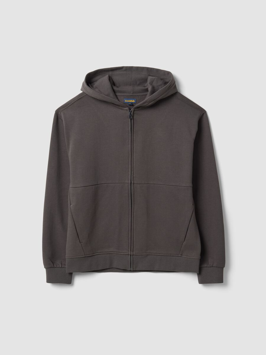 Grey organic cotton zip-up hoodie for boys, relaxed fit_4
