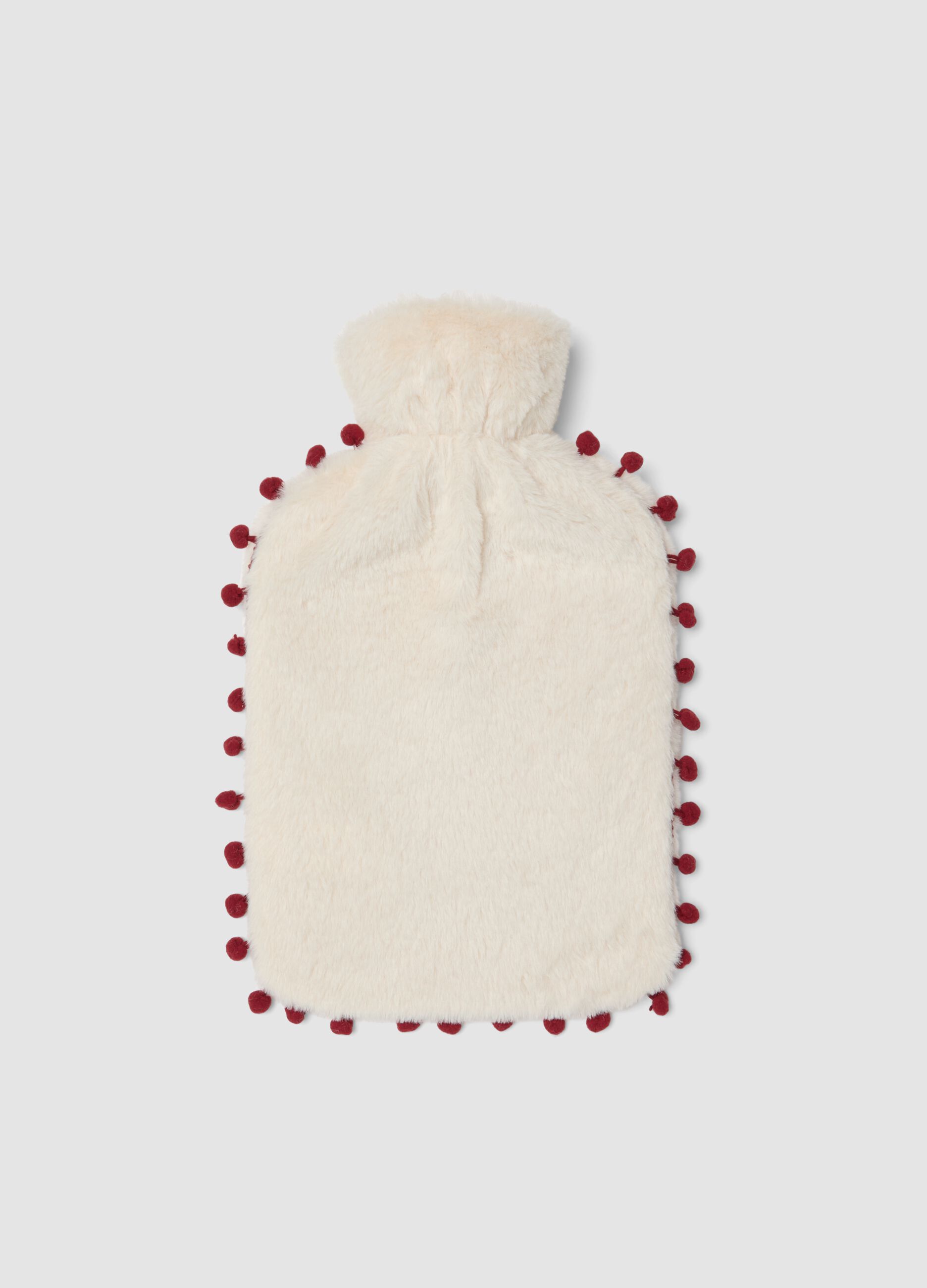 Soft white hot water bottle with Christmas embroidery
