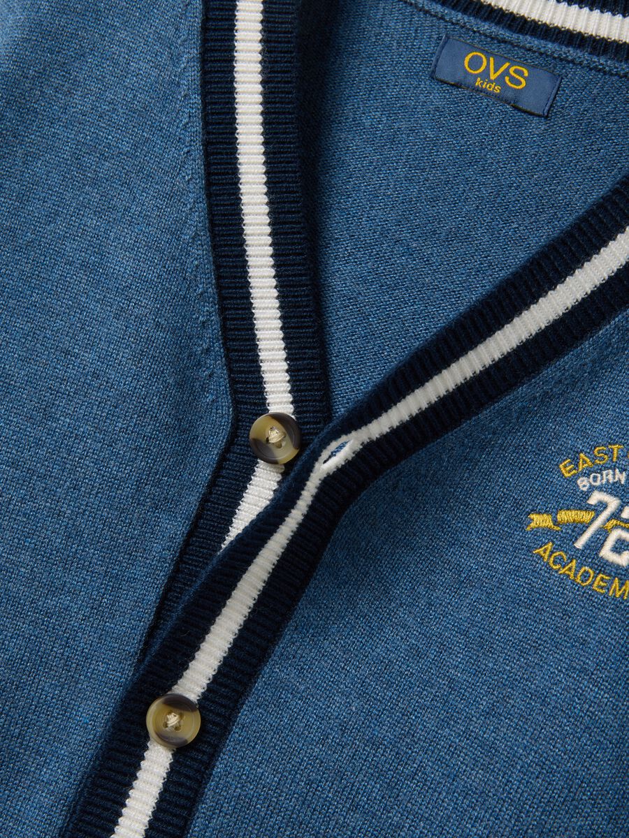 Blue regular-fit cardigan in viscose and wool blend_2