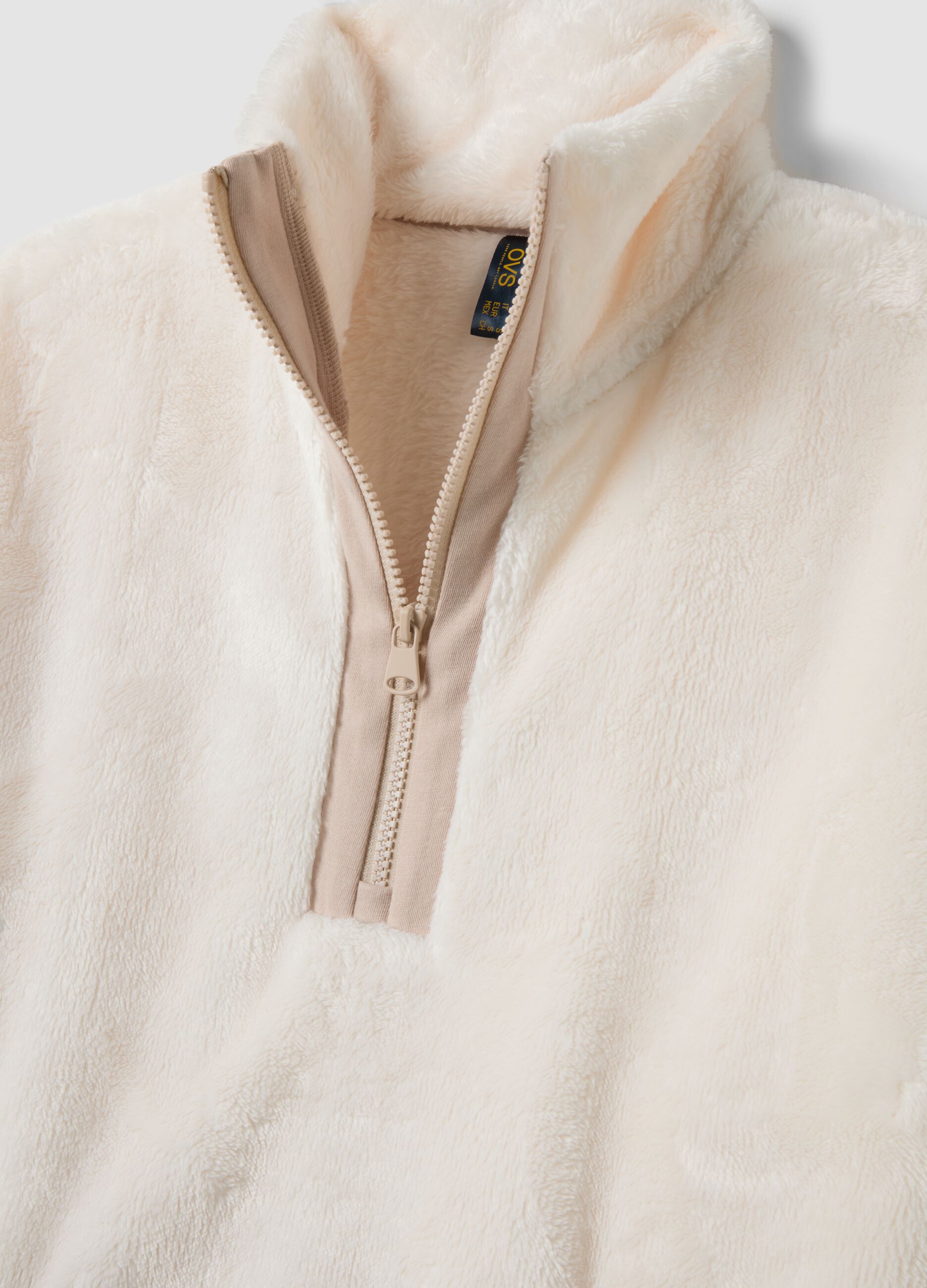 White half-zip pyjama sweatshirt, regular fit