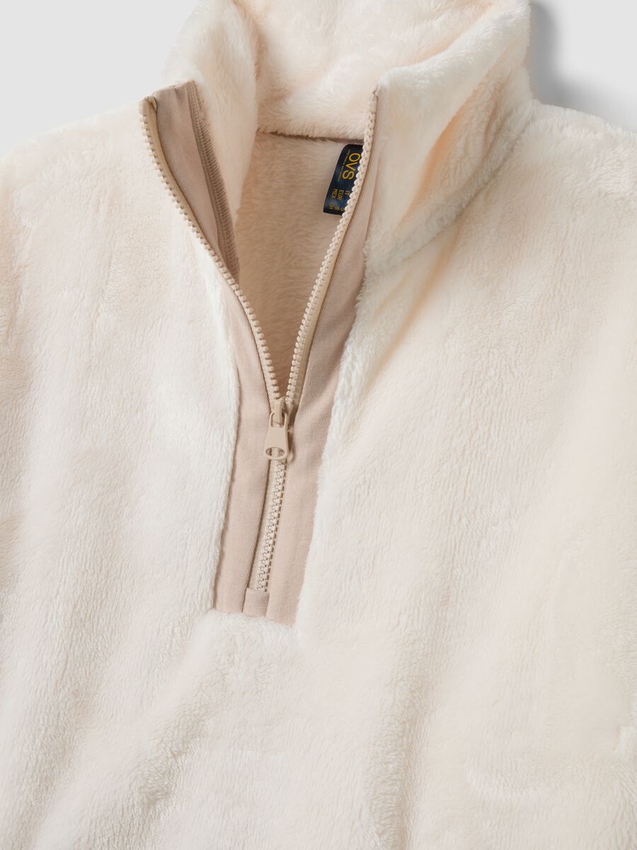 White half-zip pyjama sweatshirt, regular fit_1