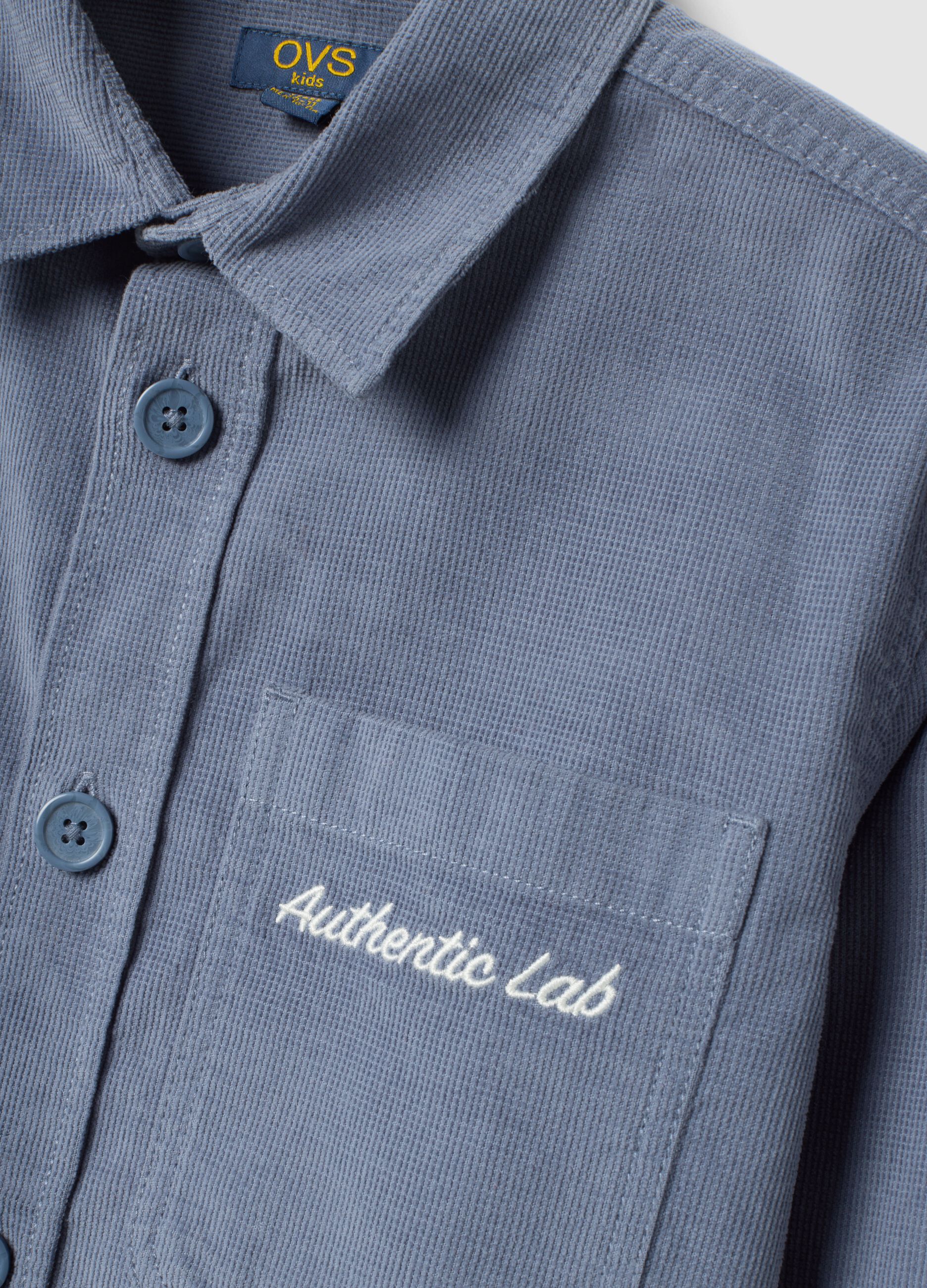Grey pure cotton shirt with classic collar