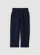 Blue ribbed cotton-blend trousers_0