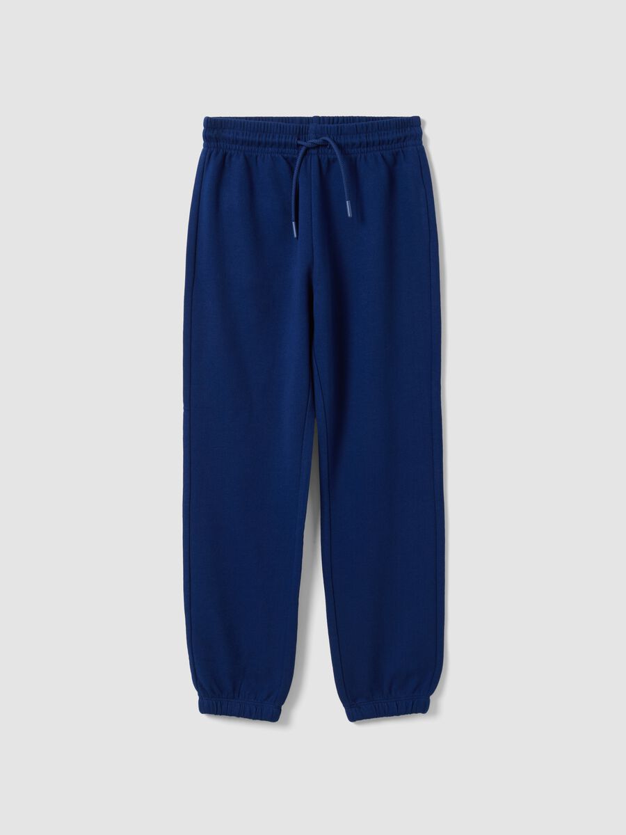 Blue regular-fit joggers in pure organic cotton for boys_0