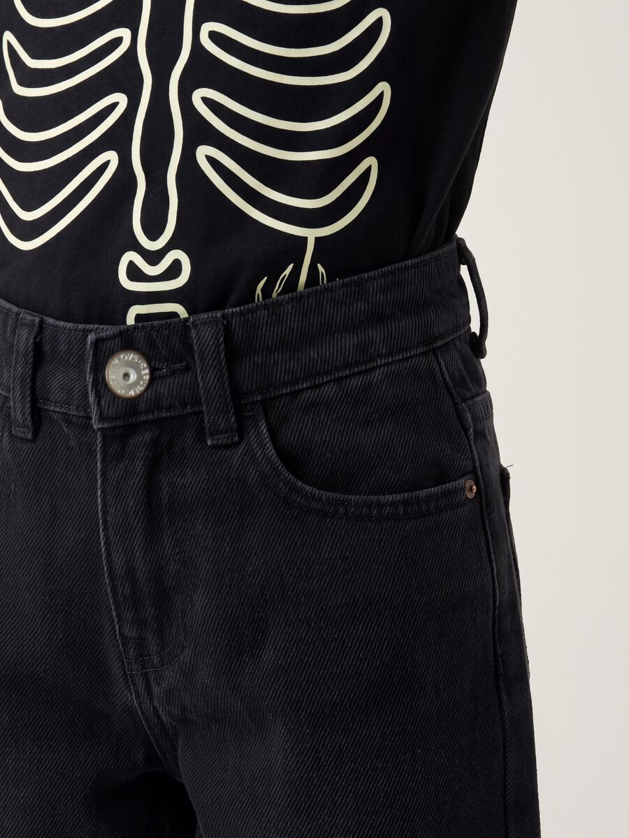 Jeans neri wide leg in misto cotone e viscosa per bambino_2