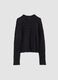 Black stretch openwork T-shirt with raised collar_0