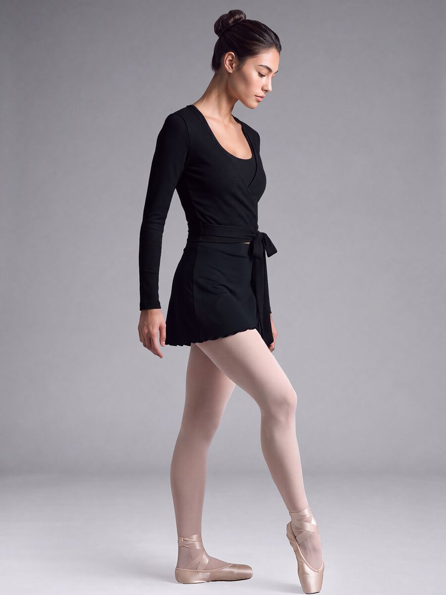 Black ribbed stretch-cotton wrap top ALTAVIA STUDIO_4