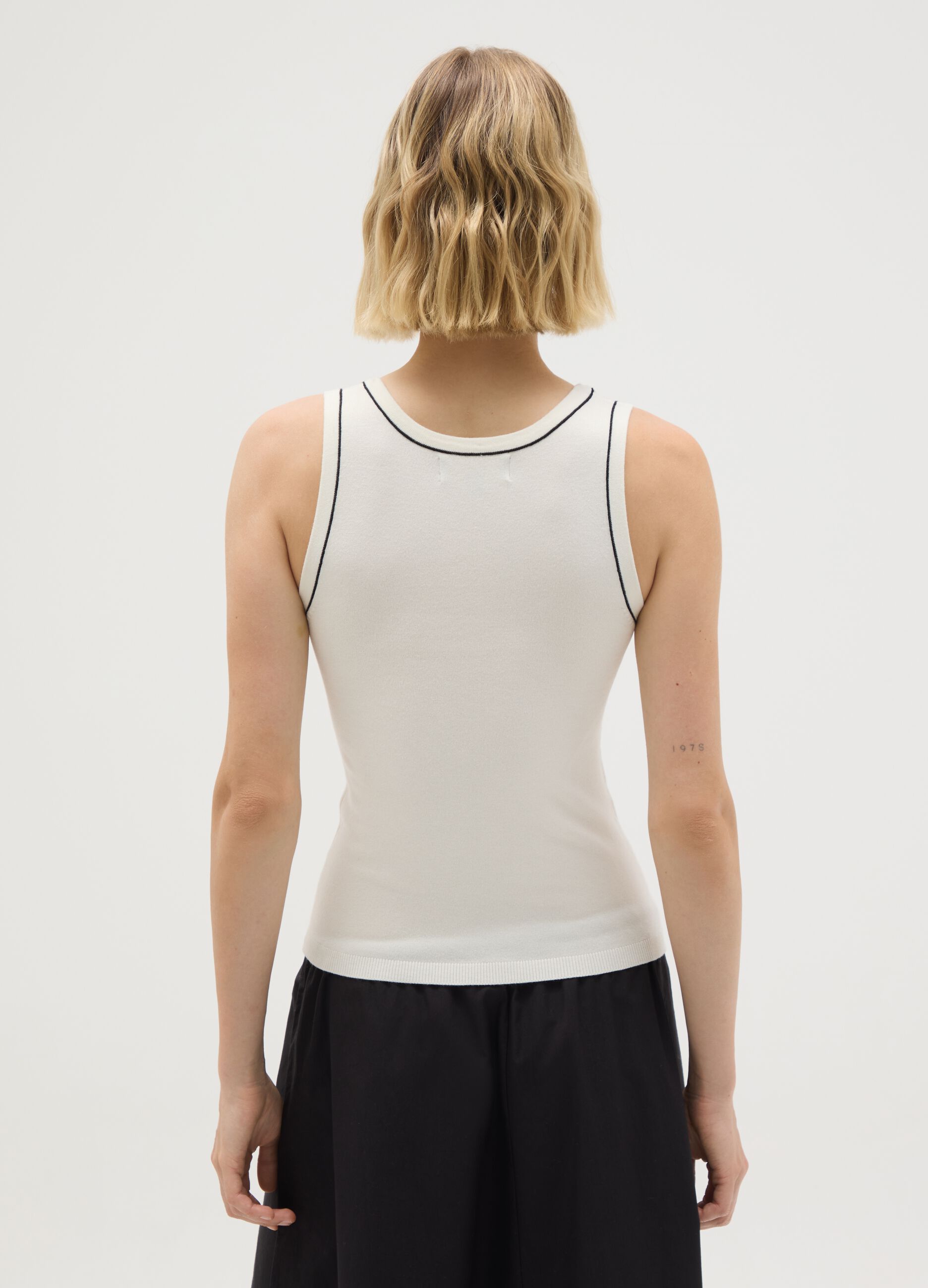 Women's white viscose blend top, regular fit