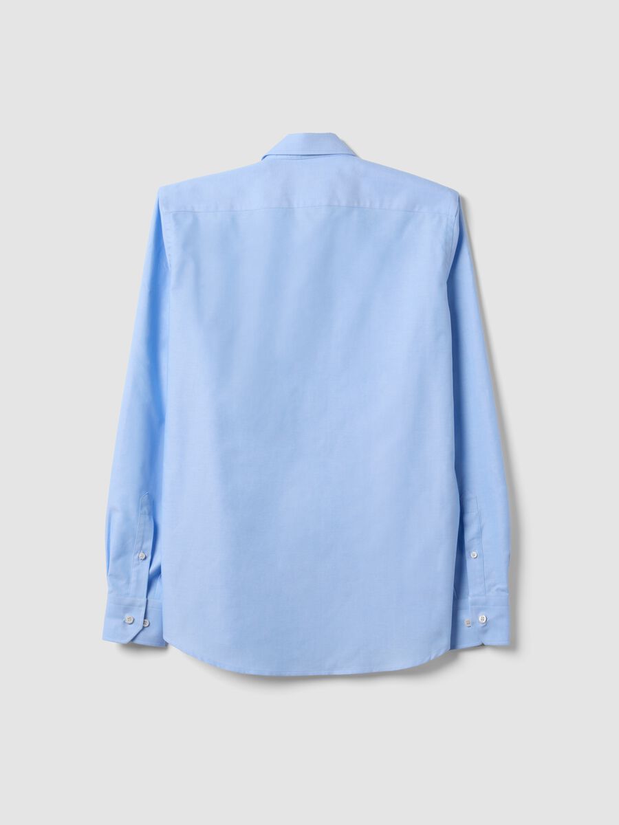 Light blue pure cotton Oxford shirt with cutaway collar, slim fit_1