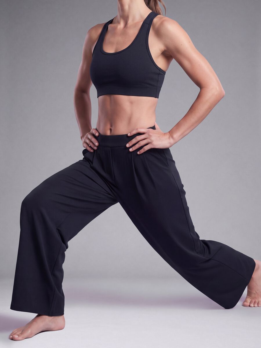 Black Easy Dry wide-leg stretch trousers ALTAVIA STUDIO_1