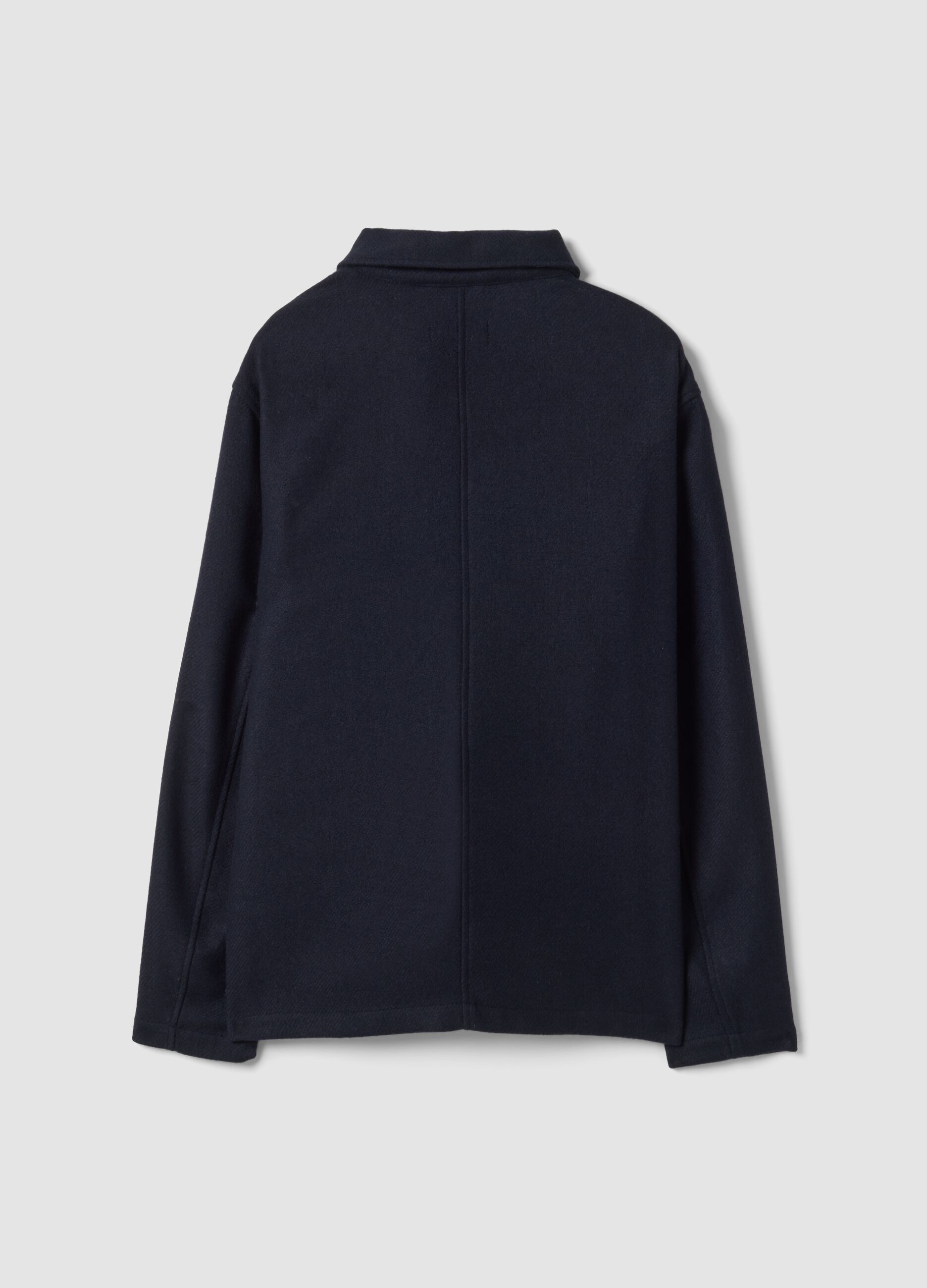 Blue wool-blend shacket with buttons and four pockets