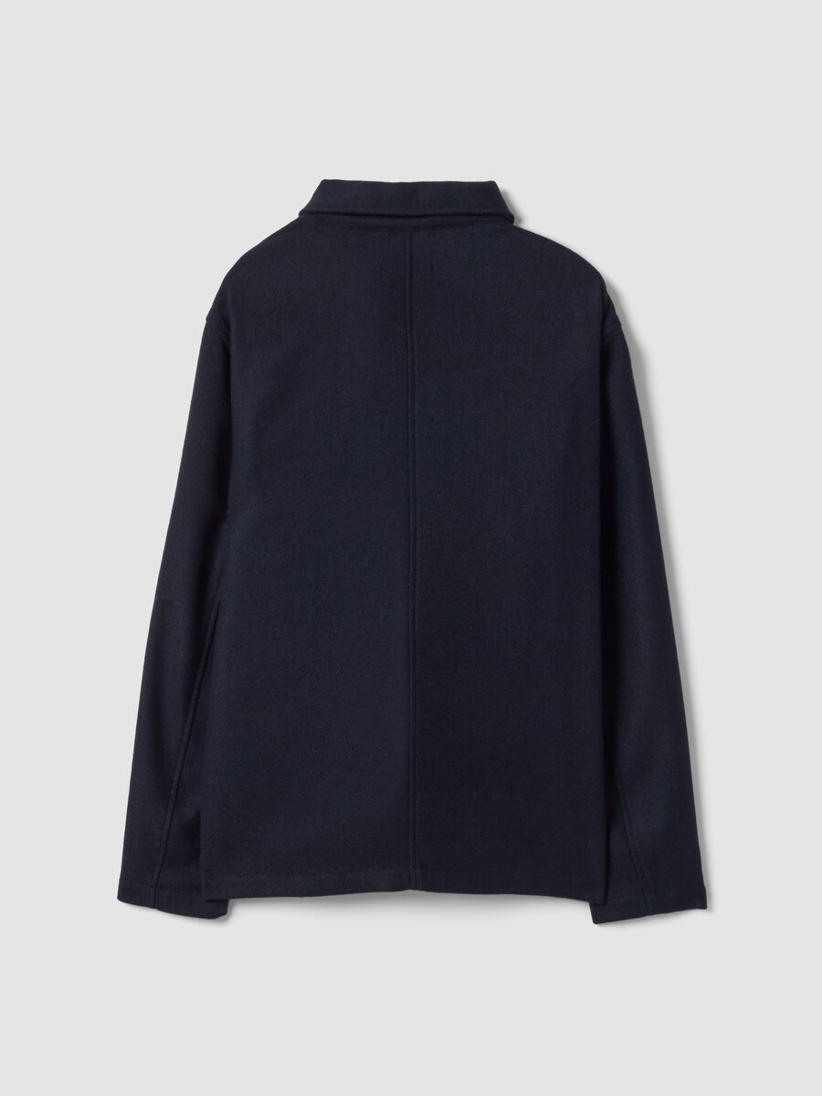 Blue wool-blend shacket with buttons and four pockets_2