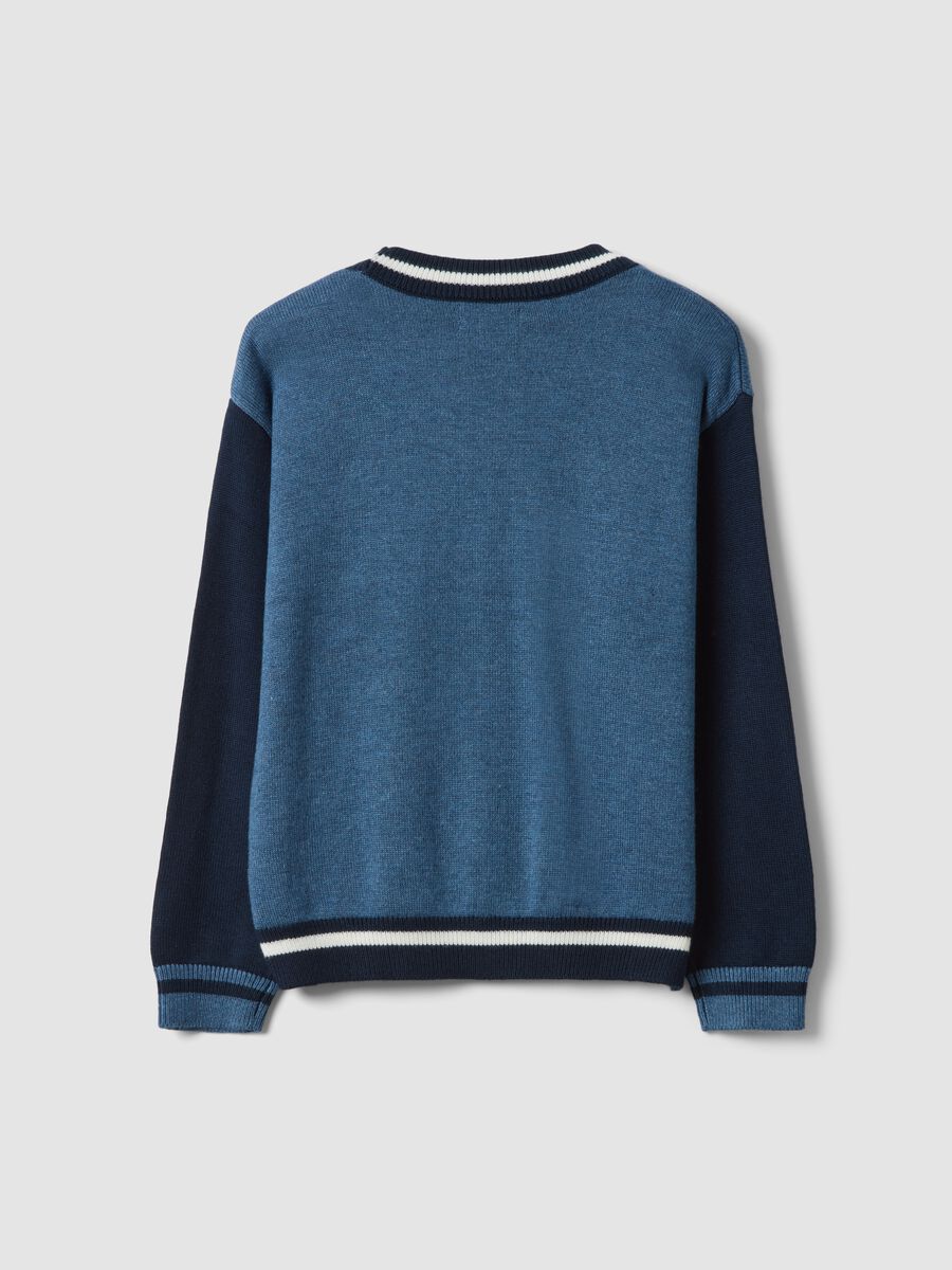 Blue regular-fit cardigan in viscose and wool blend_1