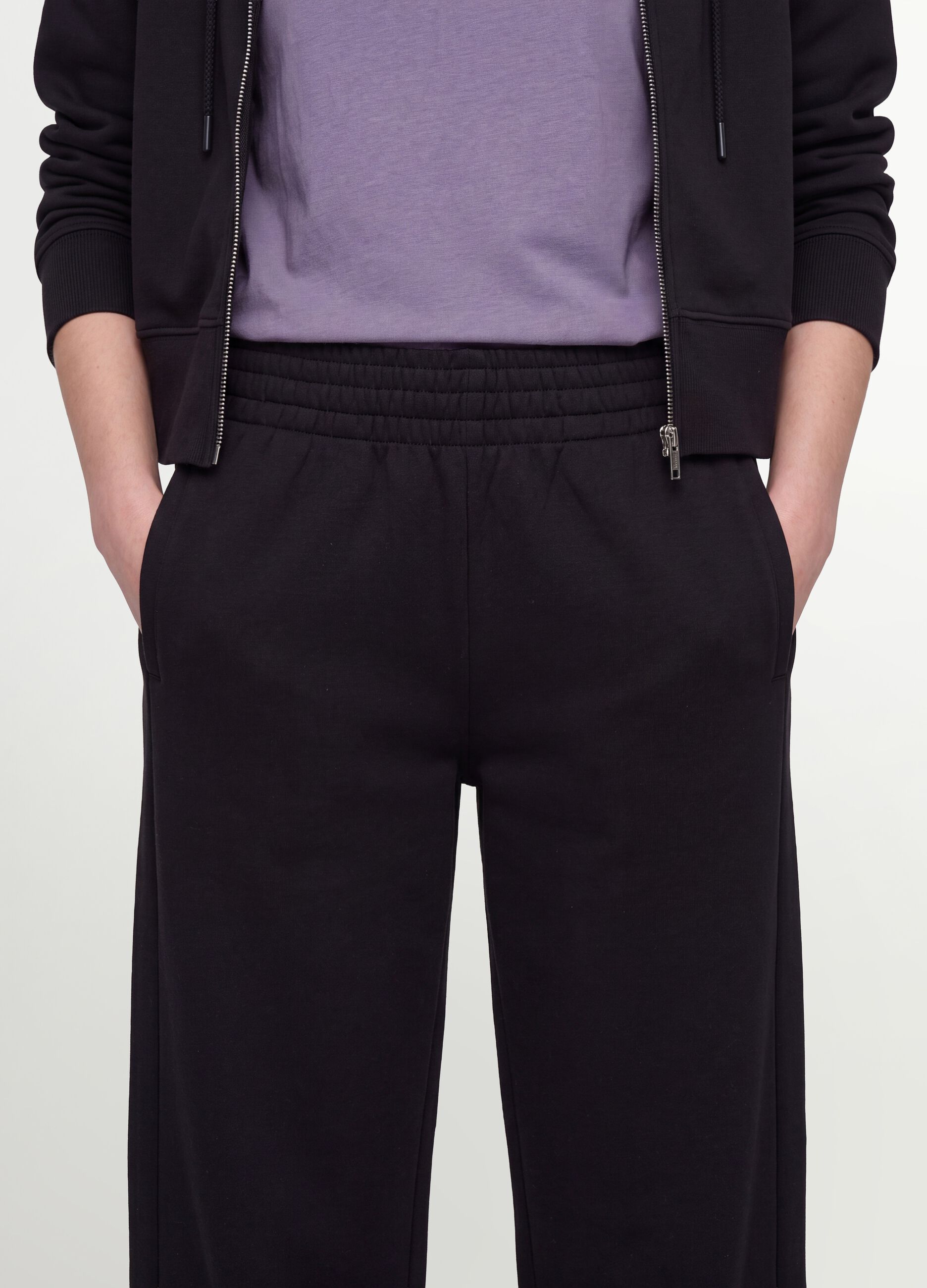 Black cotton-blend straight-fit joggers