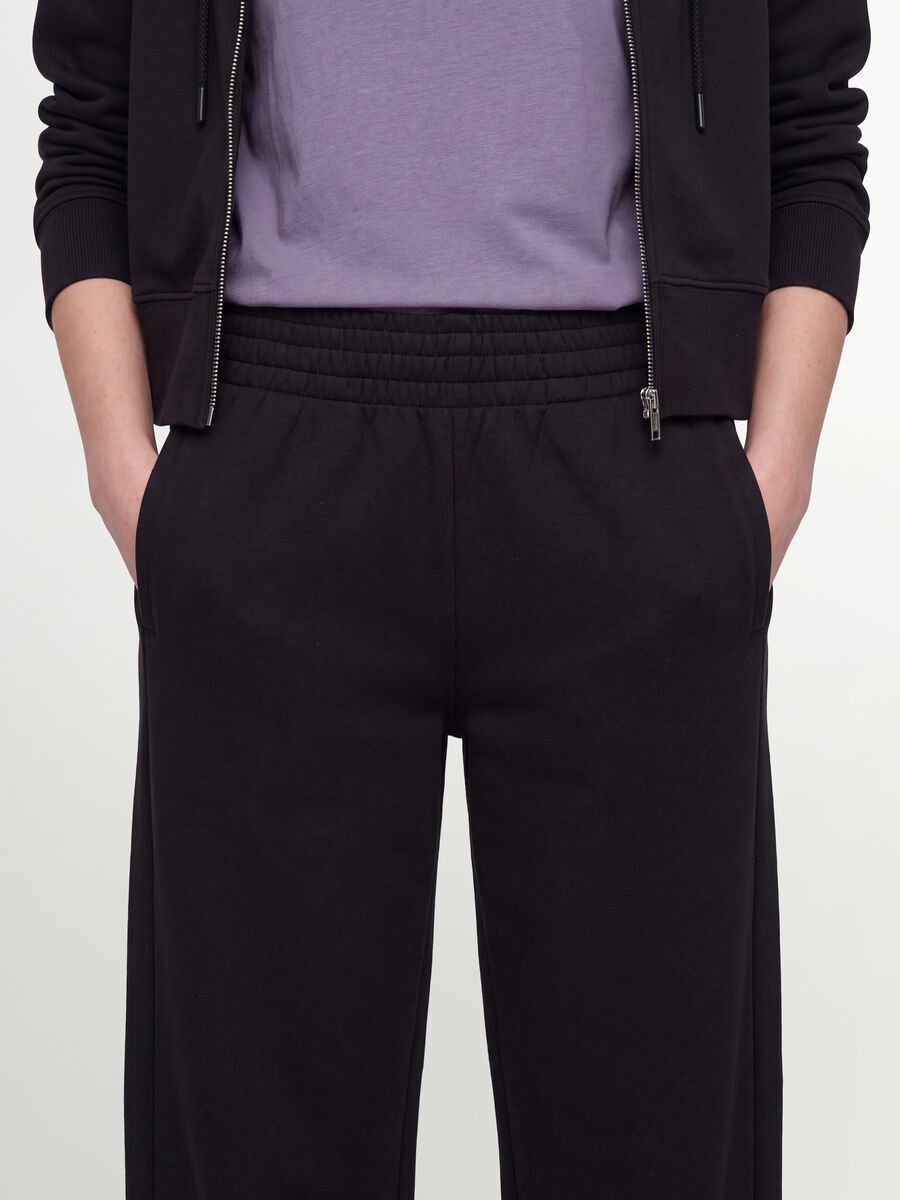 Black cotton-blend straight-leg joggers_3
