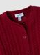 Red pure cotton openwork knit cardigan for baby girl_3