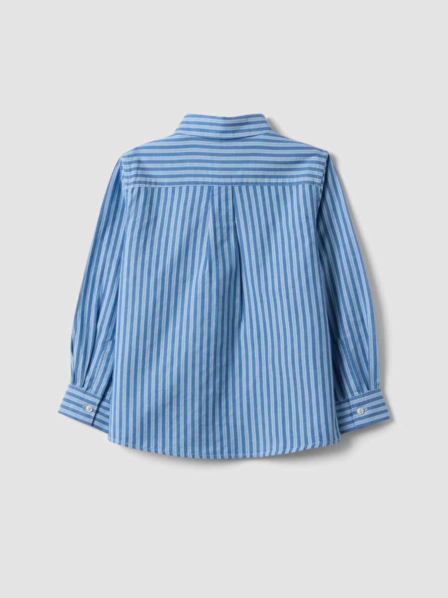 Blue striped pure cotton regular-fit shirt for boys_1