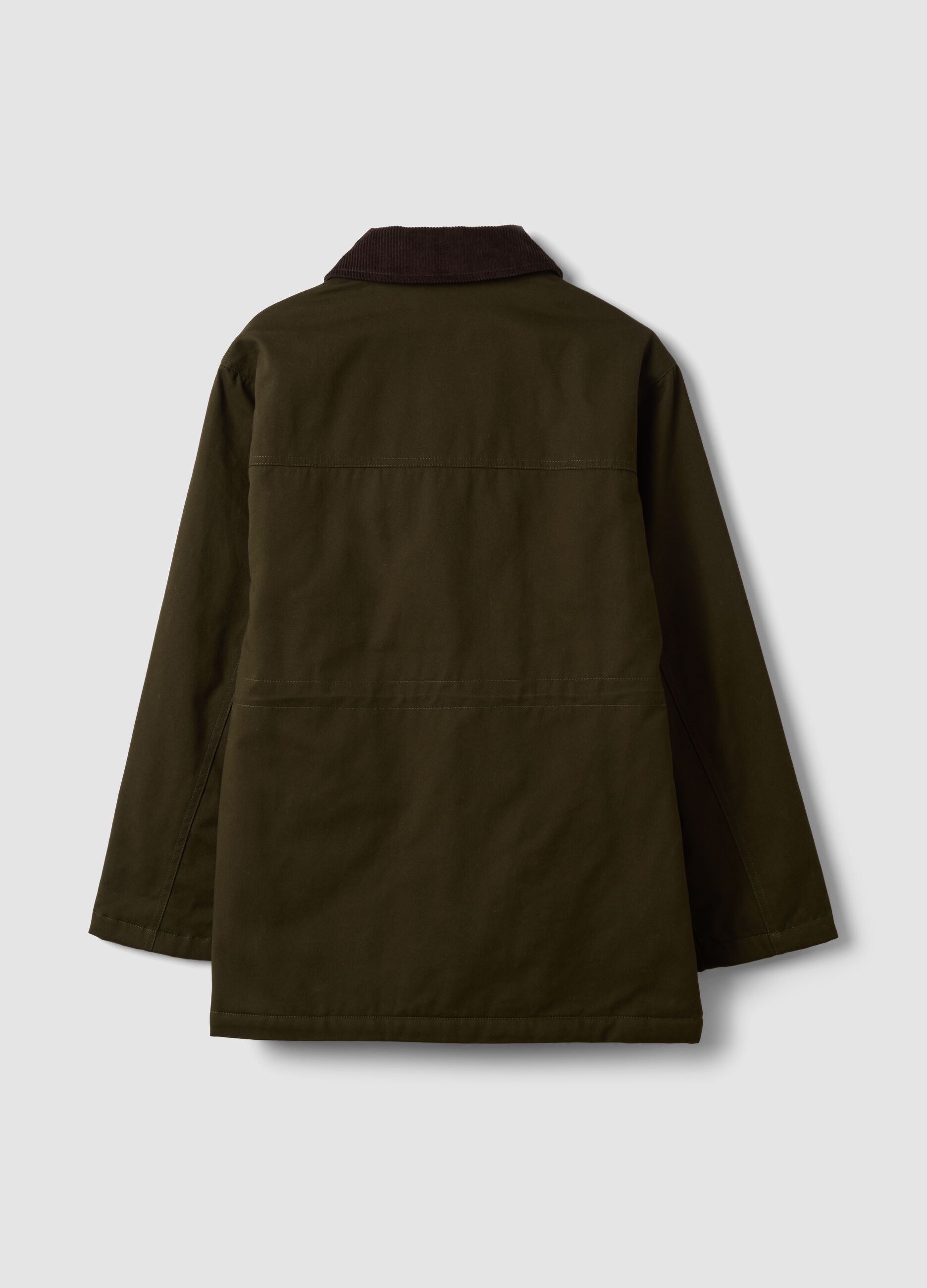 Green pure-cotton jacket with contrast collar