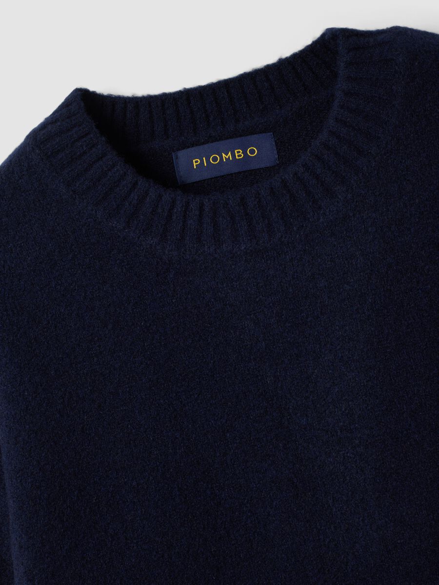 Navy blue stretch wool crew-neck jumper_6