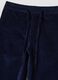 Pantaloni blu in cotone elasticizzato a coste con vita elasticizzata_5