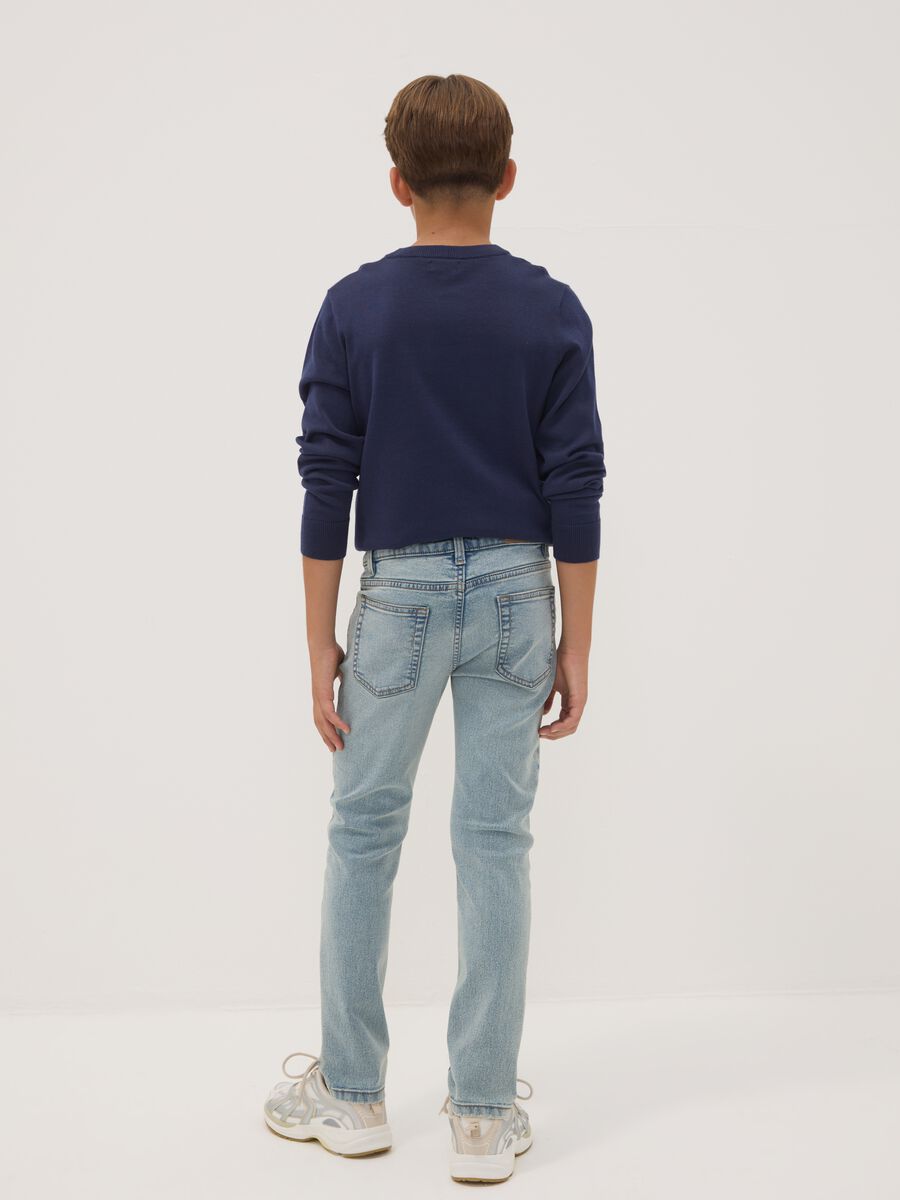 Light Blue Stretch Cotton Regular-Fit Jeans for Boys_1