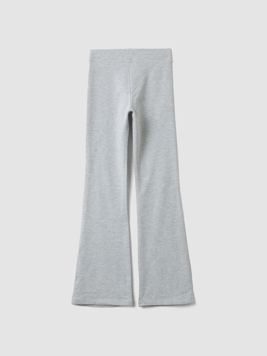 Grey flared leggings in stretch cotton_1