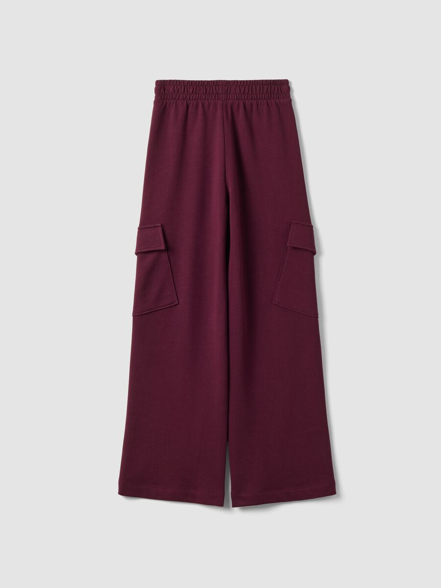 Purple pure-cotton wide-leg trousers with cargo pockets_1