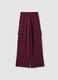 Purple pure-cotton wide-leg trousers with cargo pockets_1
