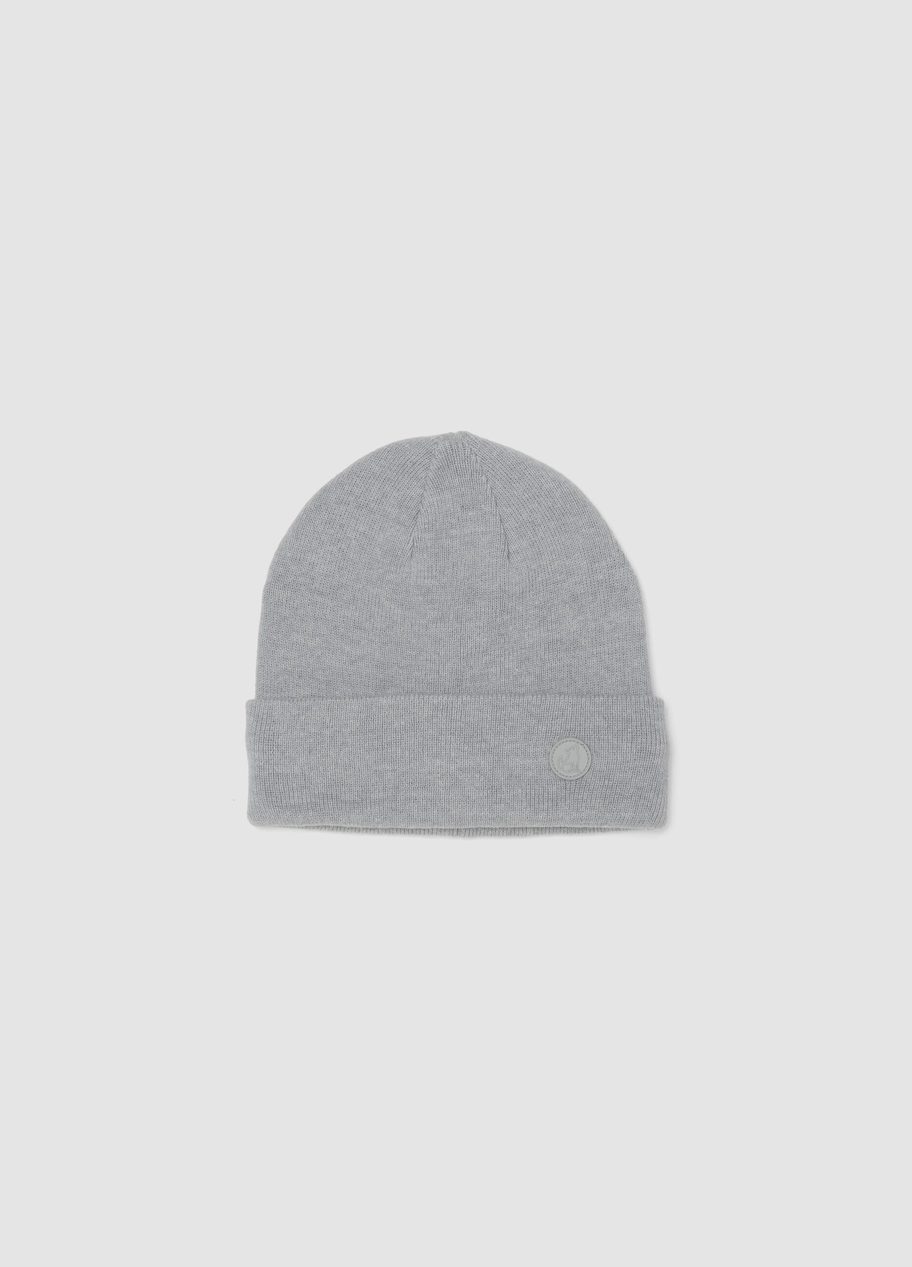 Grey cotton-blend jersey knit hat