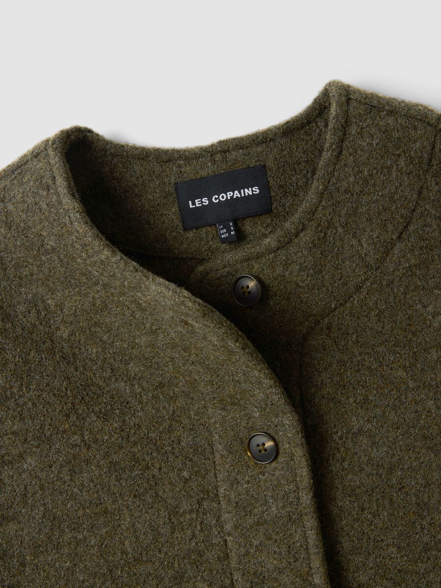 Green pure wool crew-neck gilet with oversized fit_5